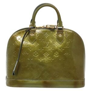 Louis Vuitton Alma Handbag Monogram Vernis Green Patent_Leather Handbag